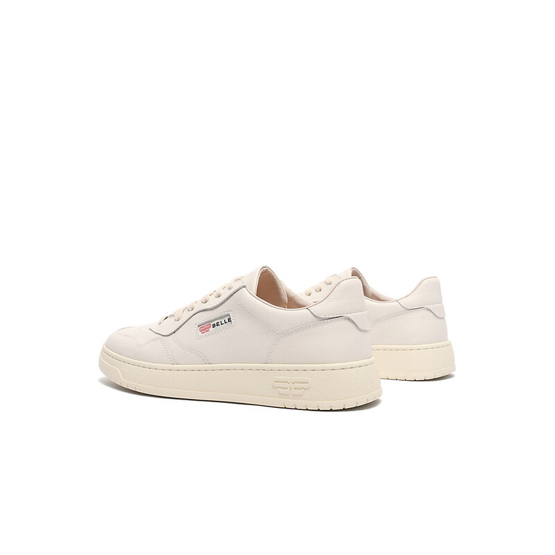 百丽时尚小白鞋男2023秋季新款商场同款牛皮革撞色休闲板鞋8AT01CM3 米白 38