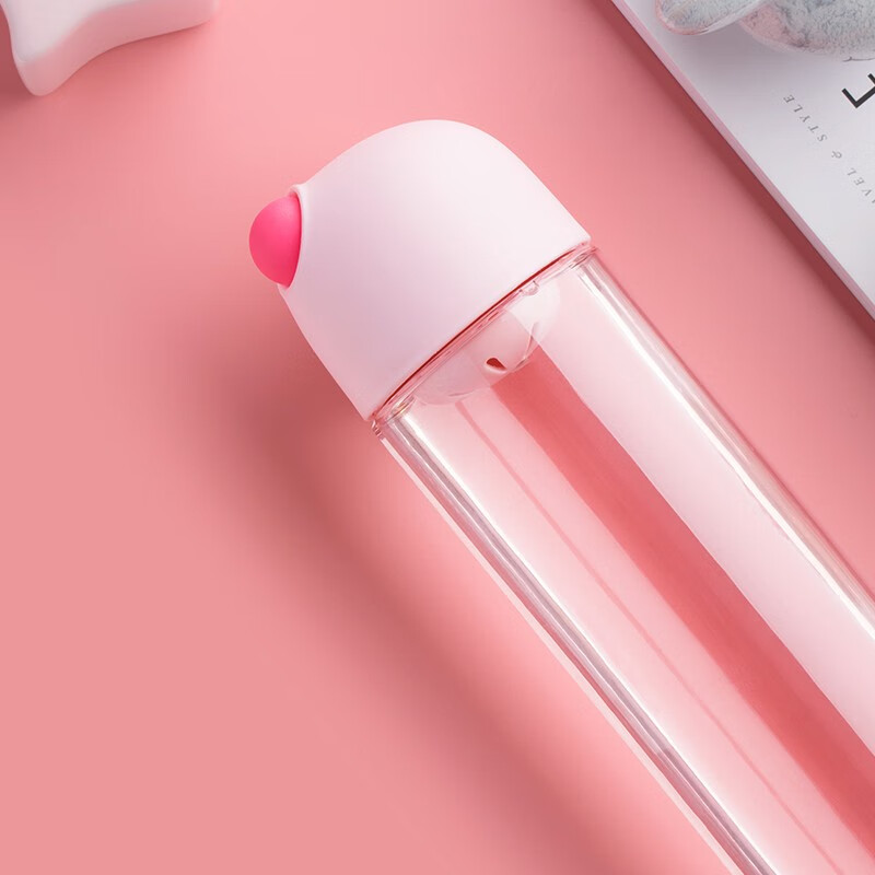 茶花水杯便携女塑料水杯运动水杯男女随手杯子1个装 少女粉 容量540ml