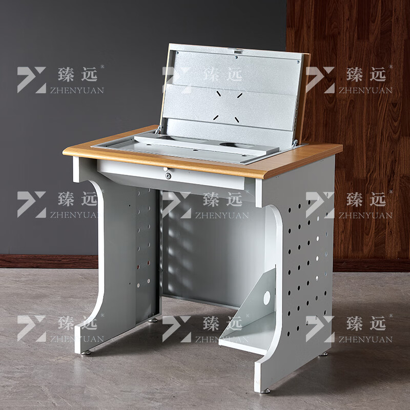 臻远ZY4012434隐藏式翻转电脑桌培训桌办公桌D款单人位