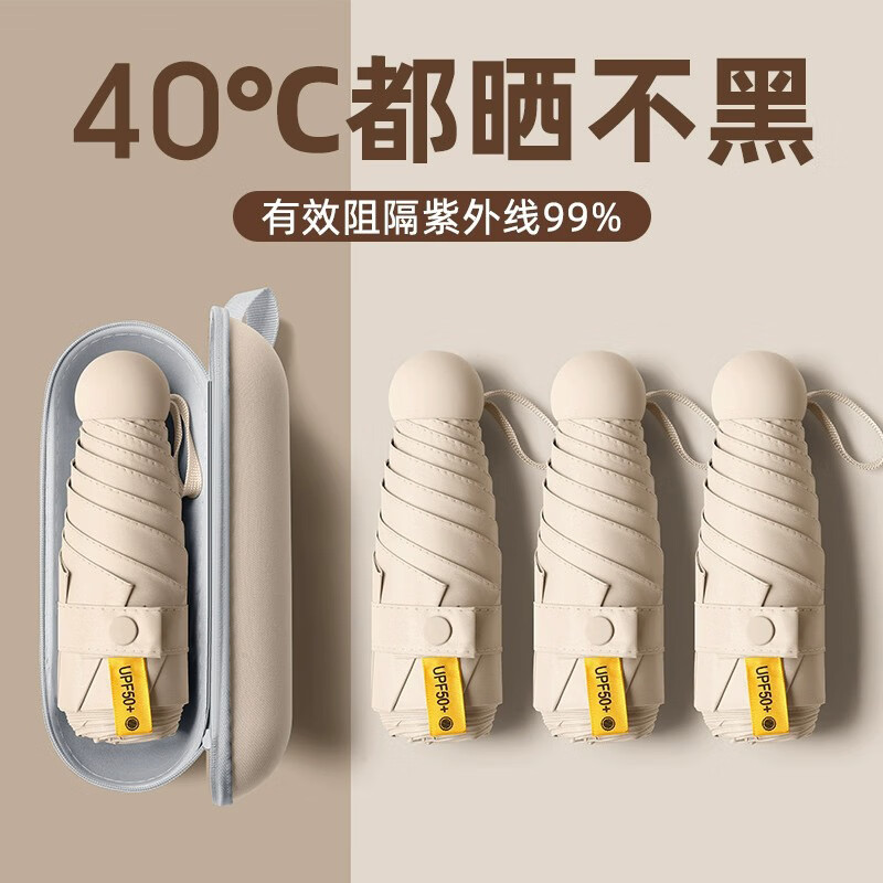 艾逸瑶选 晴悦系列钢骨玻纤五折胶囊伞 YS-1841