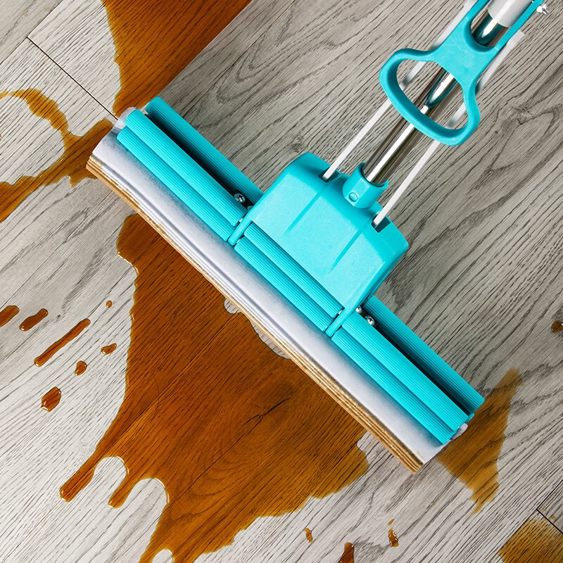 茶花海绵滚轮拖把免手洗2023新款家用拖地神器胶棉吸水地拖 【灰大号】洁境滚轮胶棉拖