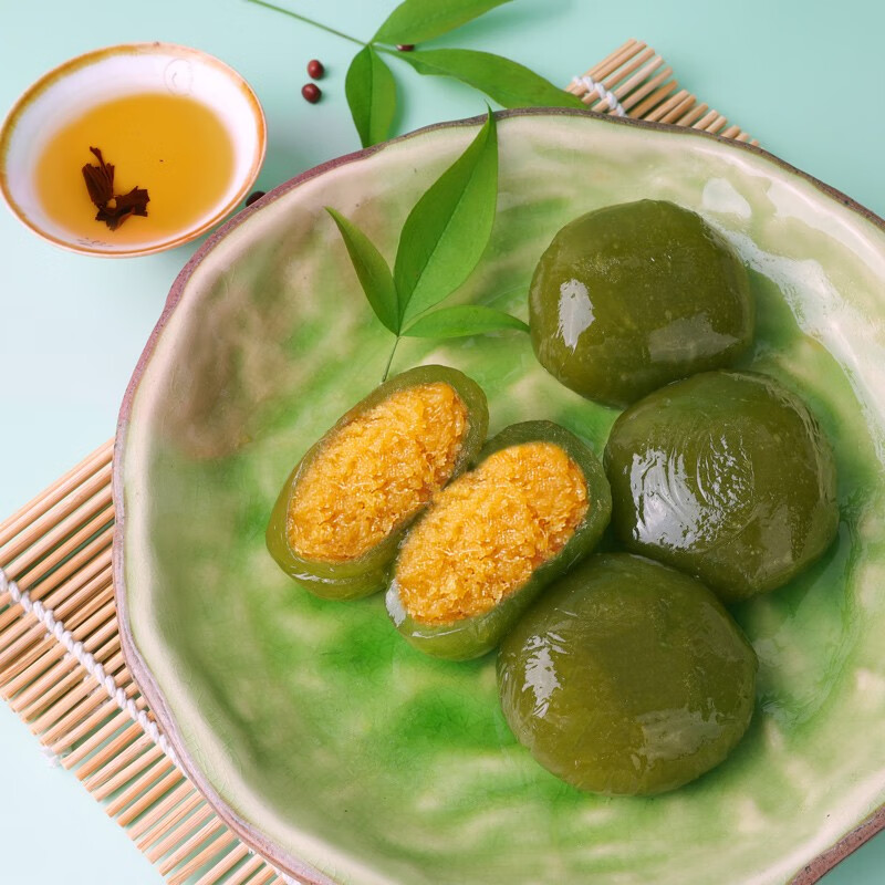 阿婆家的 艾草青团条头糕点休闲零食整箱杭州特产早餐麻薯糍中式食品 【4盒】红豆+麻芯+抹茶+蛋黄肉松