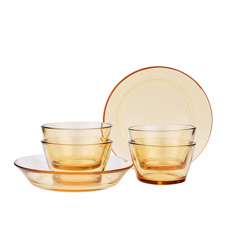 果兹（GUOZI） 拾光餐具套装 ASGZ-A04 浅盘2个 方碗4个 (单位:套) 琥珀色(平台编码:564842)