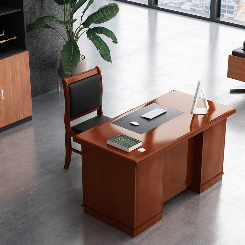 臻远 ZY-BT-20 油漆木皮办公桌电脑桌职员台主管经理桌1.4m 红胡桃色
