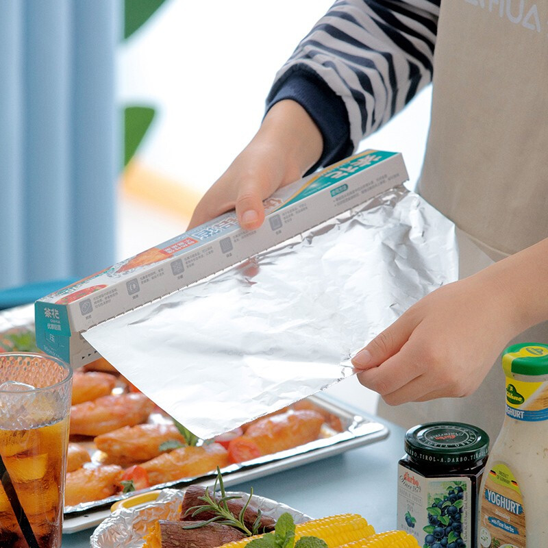 茶花锡纸烤箱家用专用烧烤铝箔纸锡箔纸烘焙厨房空气炸锅 优厚铝箔盒装L8(30cm*8m)