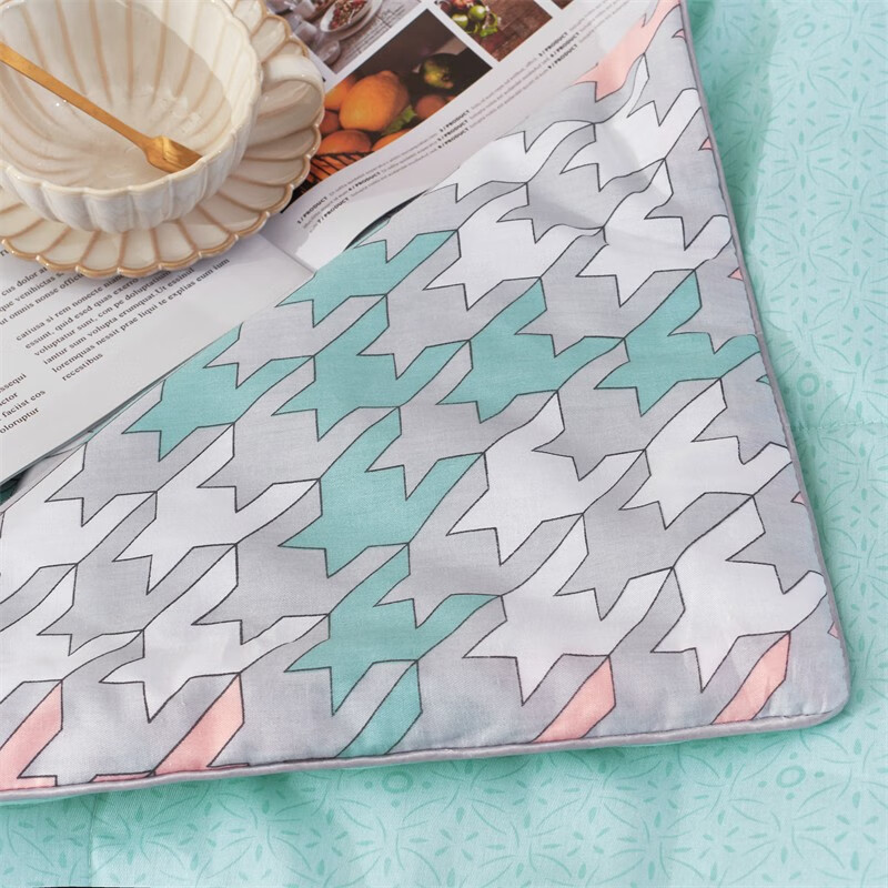 洁丽雅优享全棉被经典千鸟格花色夏凉被200*230cm 千鸟格-橙