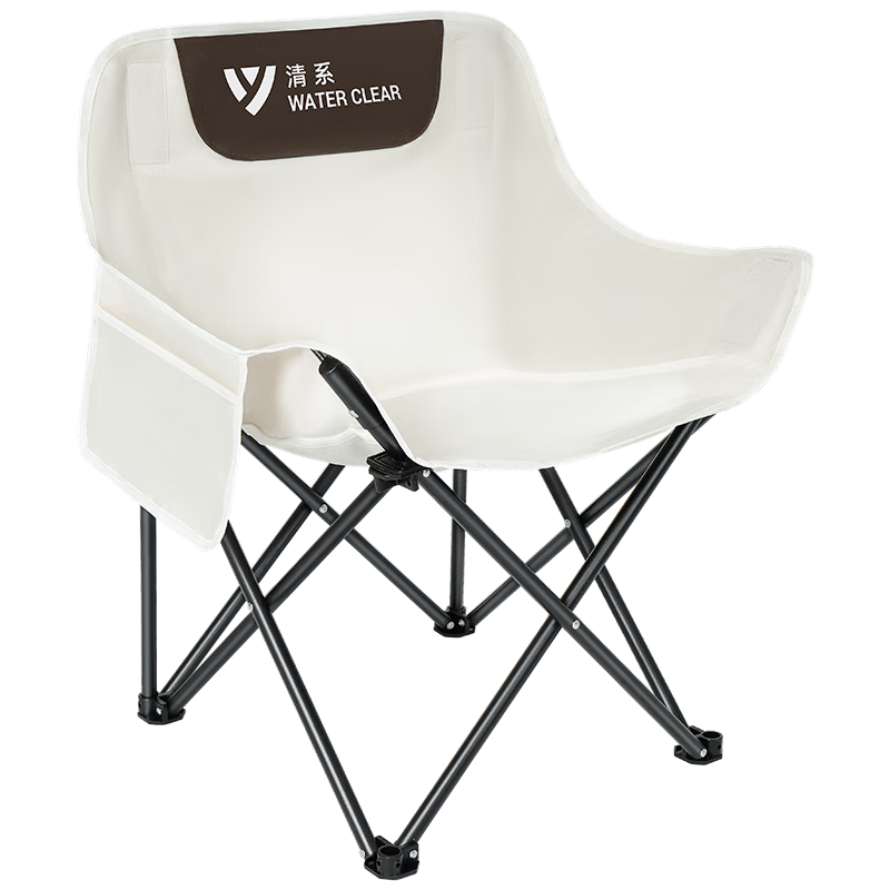 清系 折叠椅户外露营便携靠背钓鱼椅懒人椅家庭休闲月亮椅旅游旅行椅 细沙黄