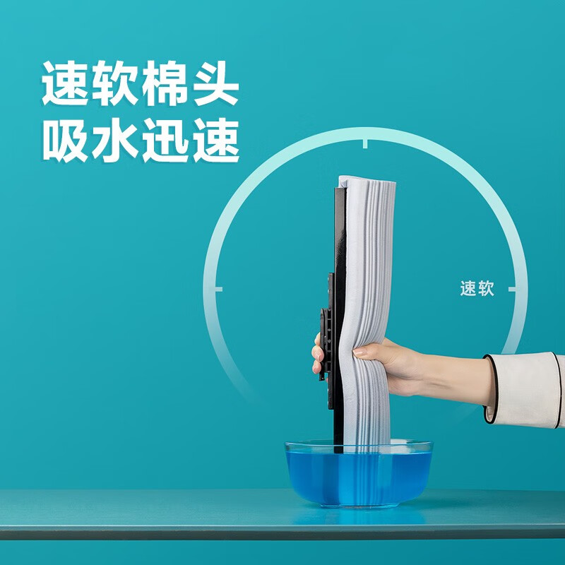 茶花海绵滚轮拖把免手洗2023新款家用拖地神器胶棉吸水地拖 【灰大号】洁境滚轮胶棉拖