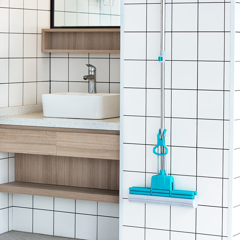 茶花海绵拖把2023新款头对折挤水免手洗拖地胶棉吸水地拖布 【洁境灰】洁境对折胶棉拖