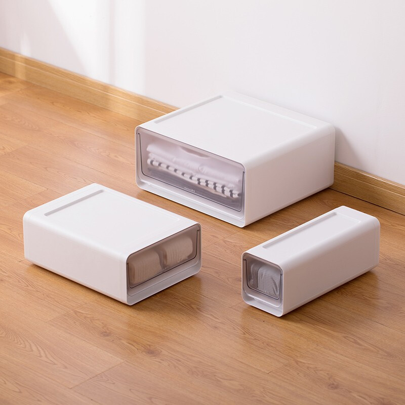 茶花收纳箱抽屉式衣柜内桌面收纳盒自由组合家用塑料整理箱衣服储物箱 【小号】单个装【34.7*12.8*13.9cm】