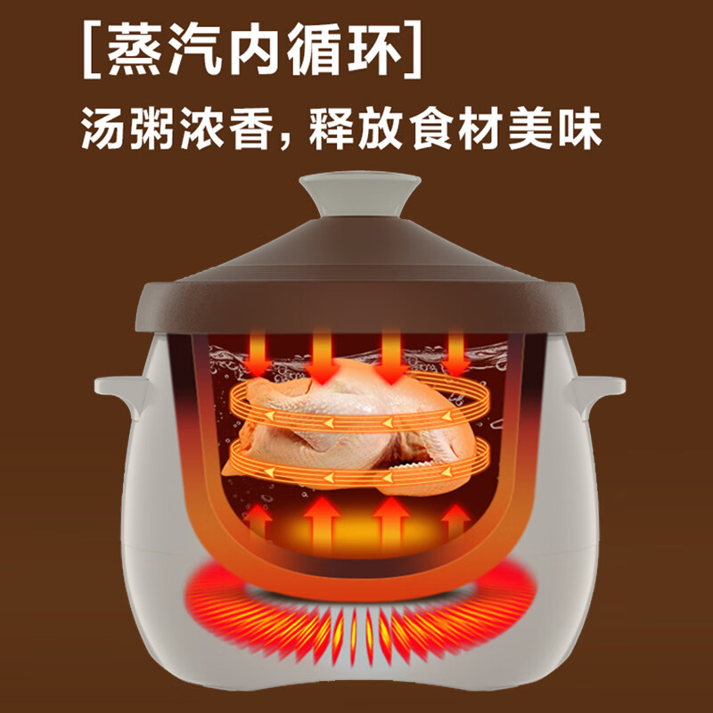 美的电炖锅 电炖盅 煲汤锅 电砂锅 家用煮粥神器 3升 紫砂内胆 可定时全自动智能炖锅DG30E203