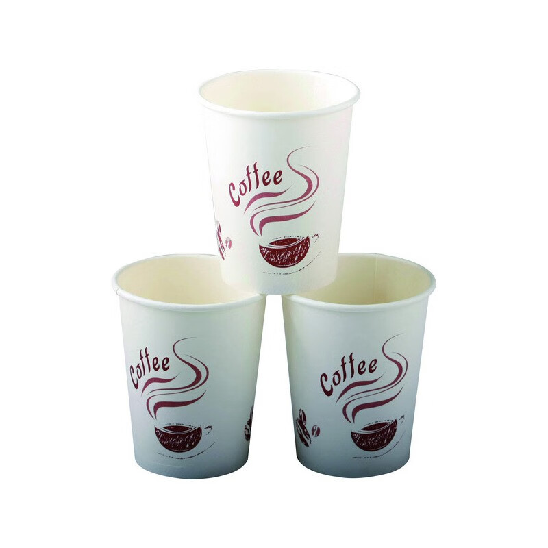 史泰博 纸杯/塑料杯 一次性加厚水杯 冷热两用隔热杯子 办公专用 coffee图案(50只/300ml)
