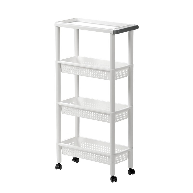 茶花百纳窄边可移动四层置物架客厅阳台厨房置物架 多纳可移动四层置物架47.5*21.6*90.3）