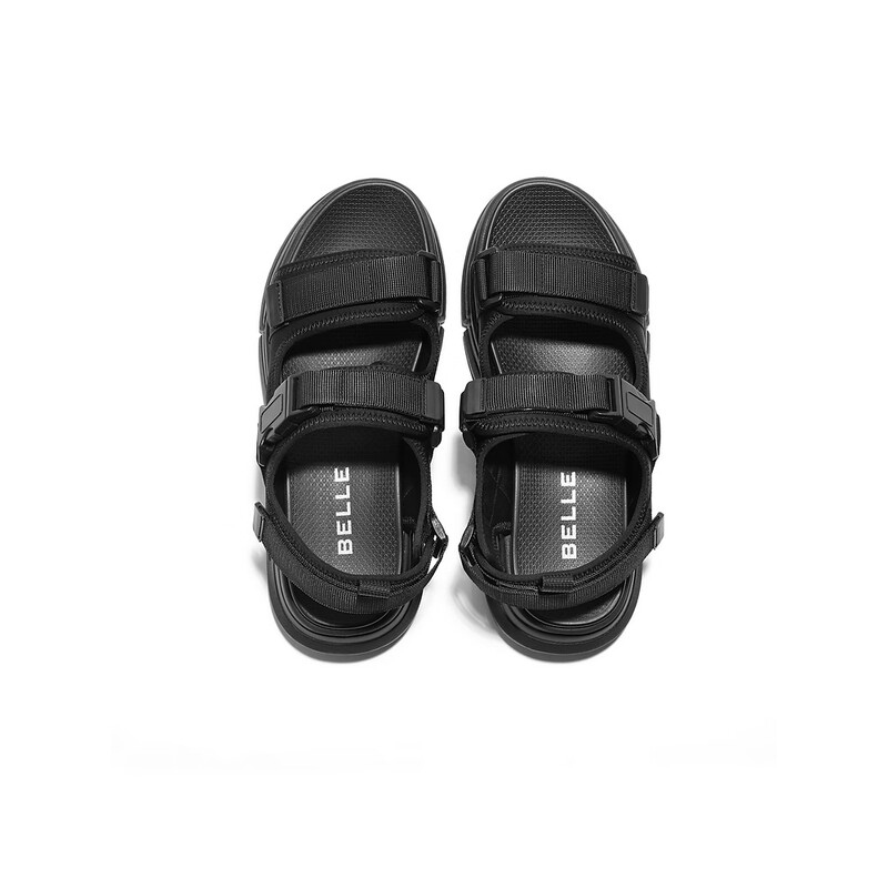 百丽潮搭沙滩鞋男夏季便捷魔术贴户外休闲运动凉鞋A1157BL2 黑色 41