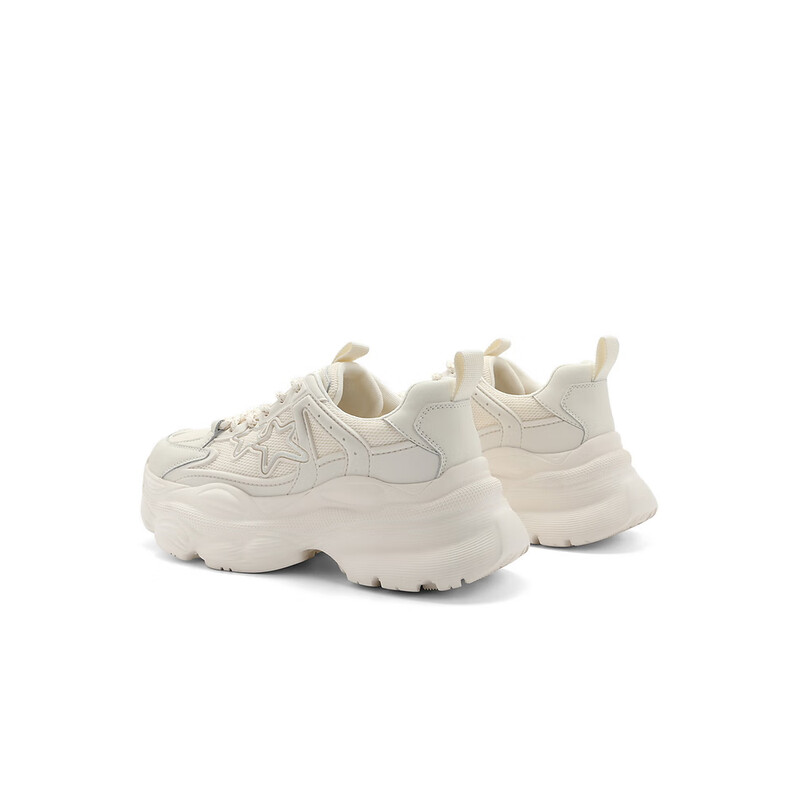 百丽星星老爹鞋女2023秋季新商场同款厚底增高运动鞋Z9W1DCM3 米色 38