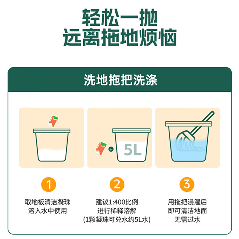 水卫仕 地板凝珠 26颗/袋清洁地板大理石木地板去污除垢清洗剂 SWS145