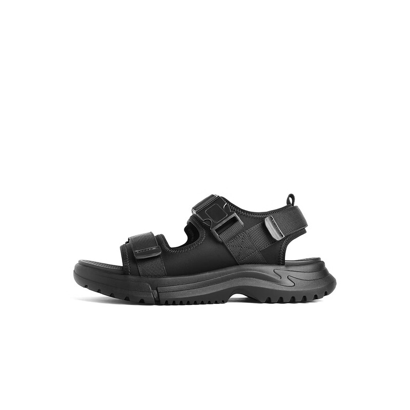 百丽潮搭沙滩鞋男夏季便捷魔术贴户外休闲运动凉鞋A1157BL2 黑色 41