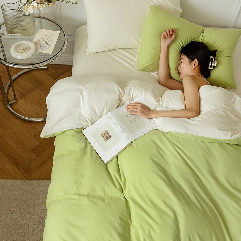 Tri-polar天竺棉四件套全棉针织床上用品床单被套枕套 TP2754 双拼-黛莎 1.8m床单款四件套