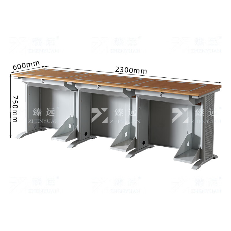 臻远ZY4012427隐藏式翻转电脑桌培训桌办公桌C款三人位