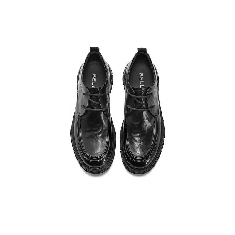 百丽【明星同款】商务鞋男2023秋季新商场同款休闲皮鞋8DG01CM3 黑色 38