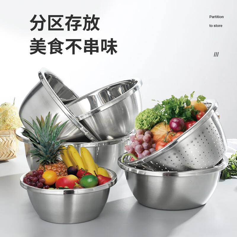 艾逸瑶选 贝恩多用途不锈钢盆五件套CJ-21108