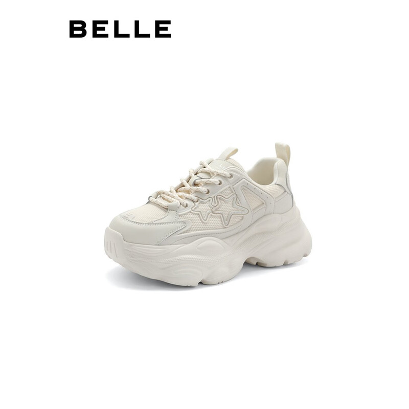 百丽星星老爹鞋女2023秋季新商场同款厚底增高运动鞋Z9W1DCM3 米色 38
