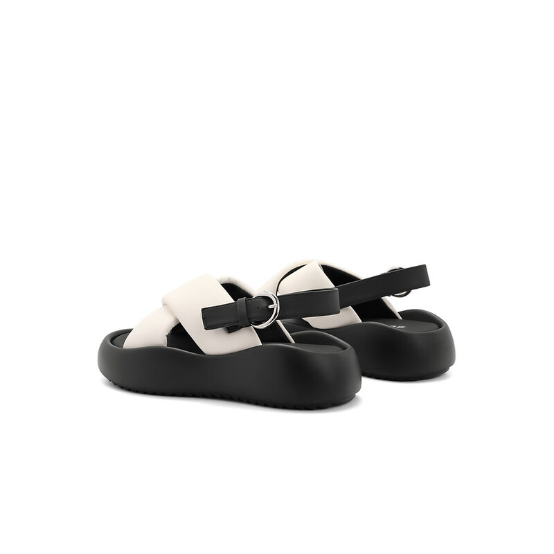 百丽交叉带凉鞋女2023夏季新商场同款厚底沙滩凉鞋Z8V1DBL3 米色 37