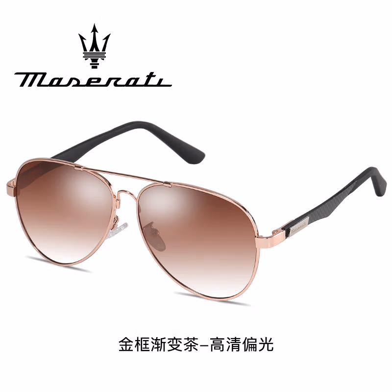 玛莎拉蒂Maserati太阳眼镜 MSOG-8302金框渐变茶
