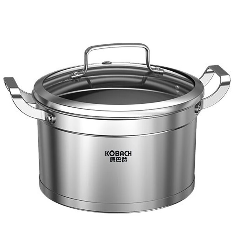 康巴赫汤锅304不锈钢煲锅炖汤锅德式直身复底多用锅22cm