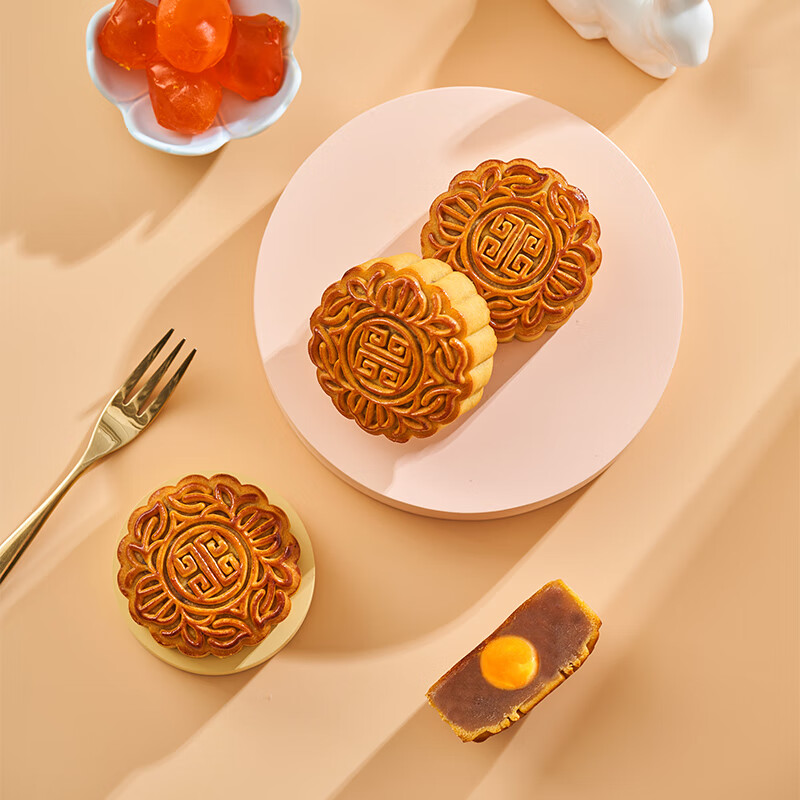 聚春园官方中秋散装奶油香芋月饼经典蛋黄白莲蓉广式豆沙老式五仁传统 奶油香芋月饼60g*3