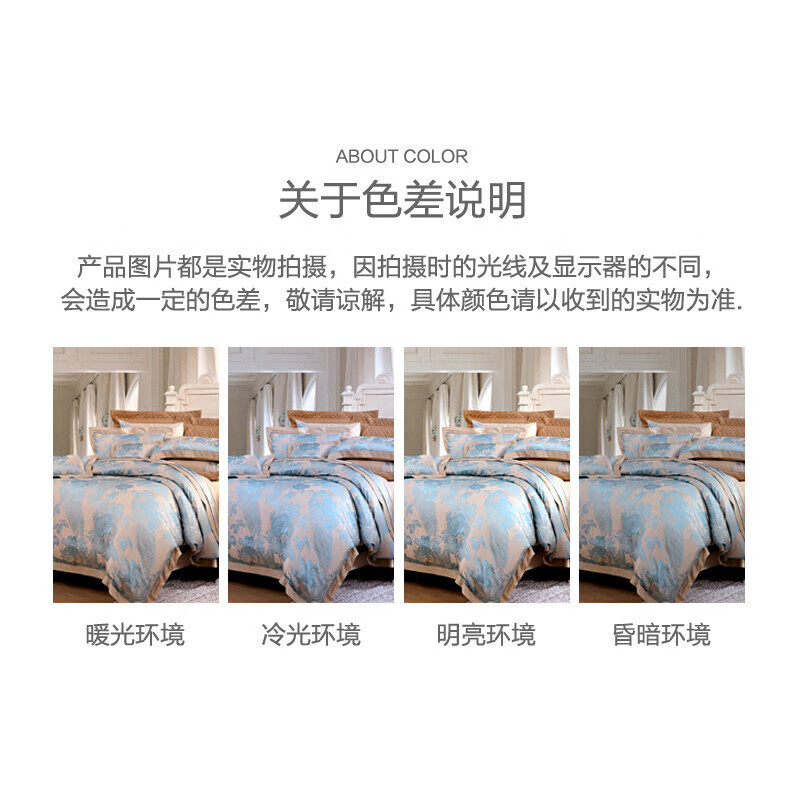 富安娜大提花床上四件套欧式轻奢高档床品套件 纯棉床单 (230*229cm)绿