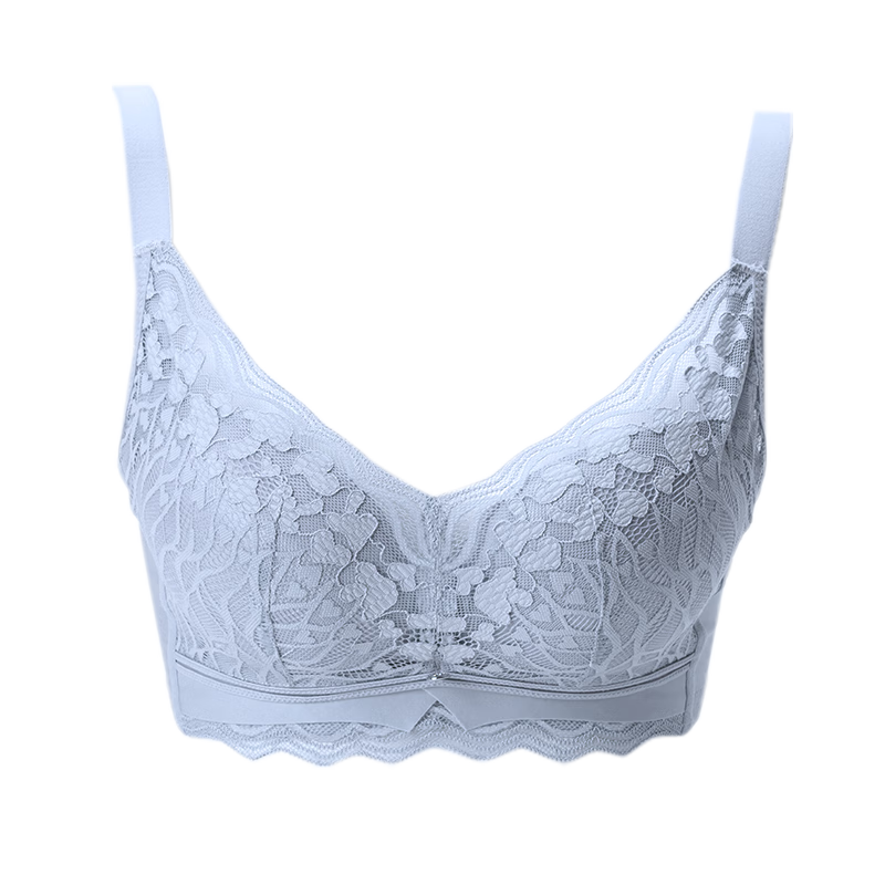 TUORen驼人康君内衣性感蕾丝女士文胸抗菌聚拢无钢圈舒适送女友浪漫礼物 雅黑 XL【85A-80B-80C】