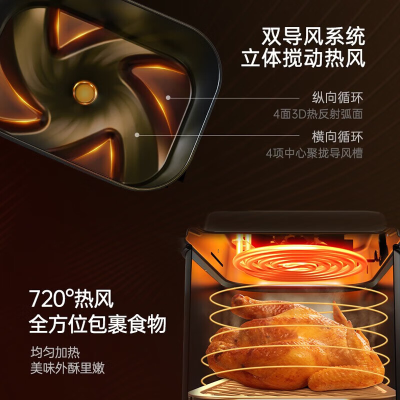 摩飞电器（Morphyrichards）空气炸锅 家用8L大容量可视双炸篮多功能空气炸烤箱 炸薯条鸡翅机MR8100薄荷绿