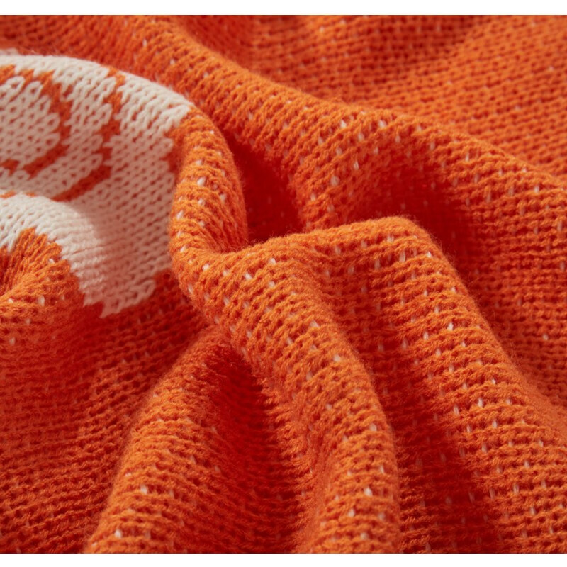 洁丽雅ins风北欧提花针织毯个性复古风午睡毯办公室保暖盖毯120x150cm 花朵