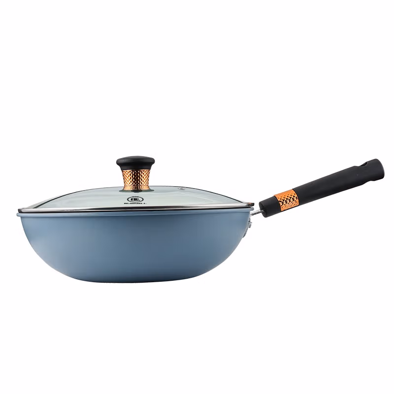 巴米乐（BURNELL） 悦人不粘炒锅 BNL-G219 32cm 含盖 5个/箱 (单位:个) 青灰色(平台编码:565639)
