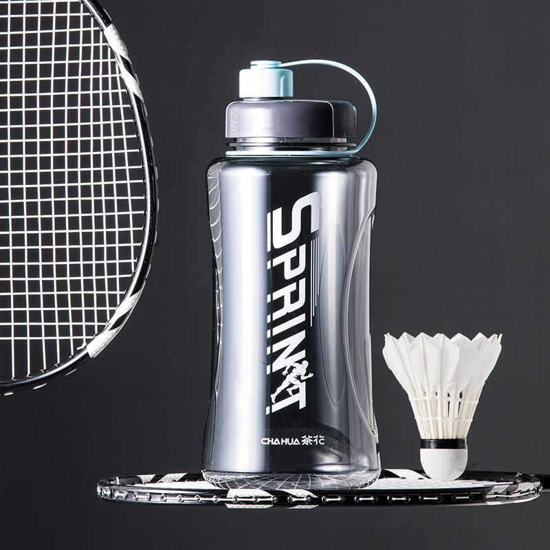 茶花夏超大容量塑料水杯男便携水瓶杯户外运动大号水壶女1200茶隔 【1200ml】蓝色