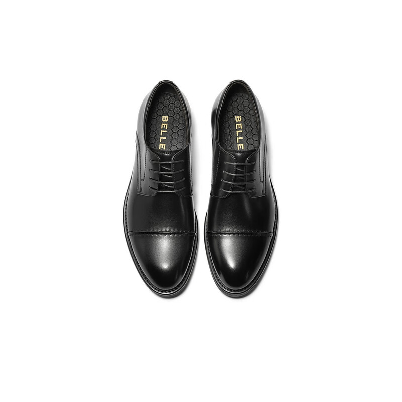 百丽通勤商务鞋男2023秋季新商场同款牛皮革结婚正装皮鞋8CB01CM3 黑色 43