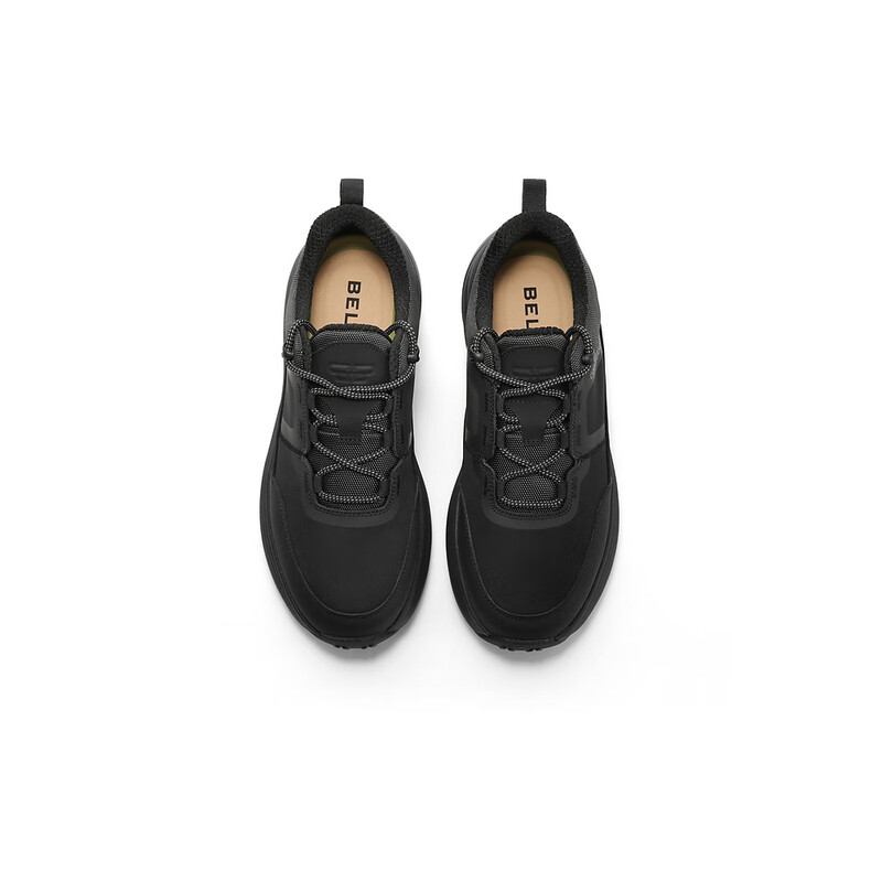 百丽厚底休闲运动鞋男2023冬新商场同款户外山系登山鞋8DA01DM3预售 黑色 38