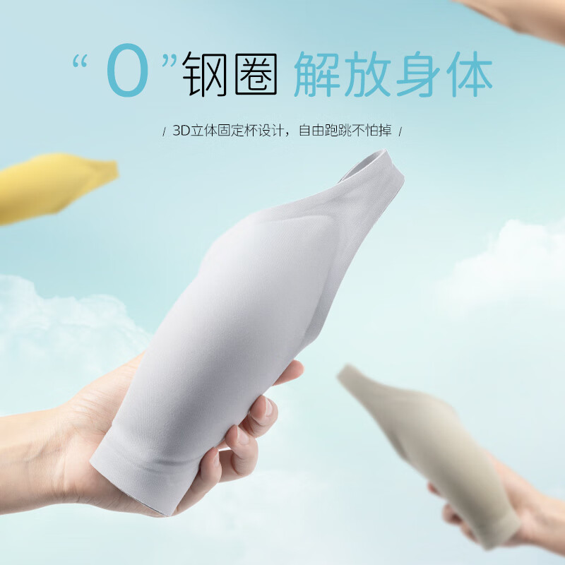 TUORen驼人康君无痕内衣无钢圈薄款抗菌吸汗包裹聚拢女士内衣果冻条款 灰蓝 L【75B-80A-75C】