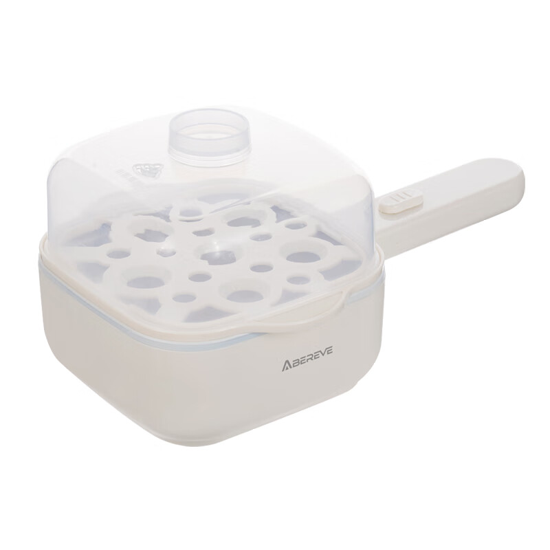 艾贝丽多功能早餐机家用电蒸煮锅不粘煎锅方形蒸锅加长手柄电热锅ABL-DZG827 白色