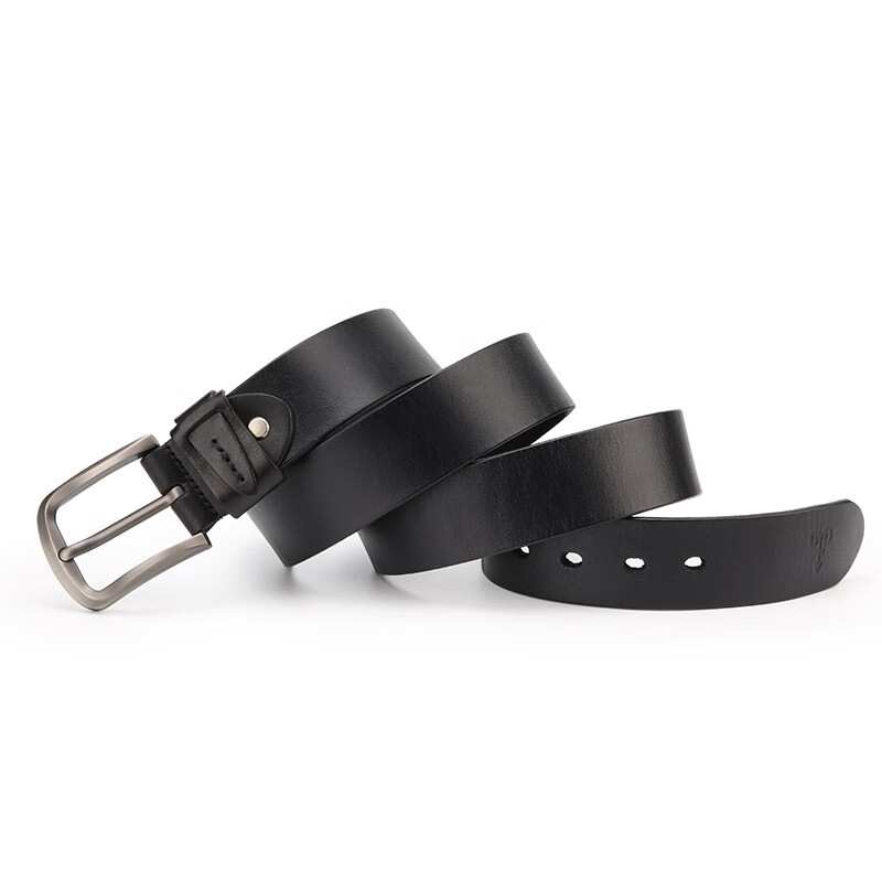 恒源祥（HYX）皮带男士真皮针扣腰带纯男中年青年休闲男式牛皮年轻人裤带 黑色