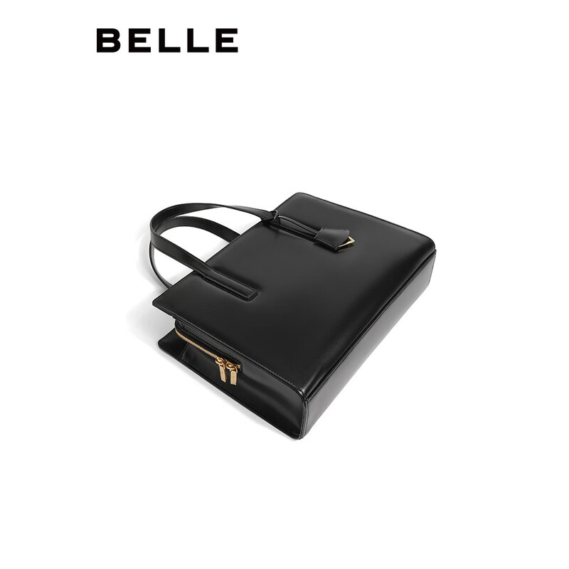 百丽复古大容量托特包商场同款手提包21175DX2 典雅黑 F