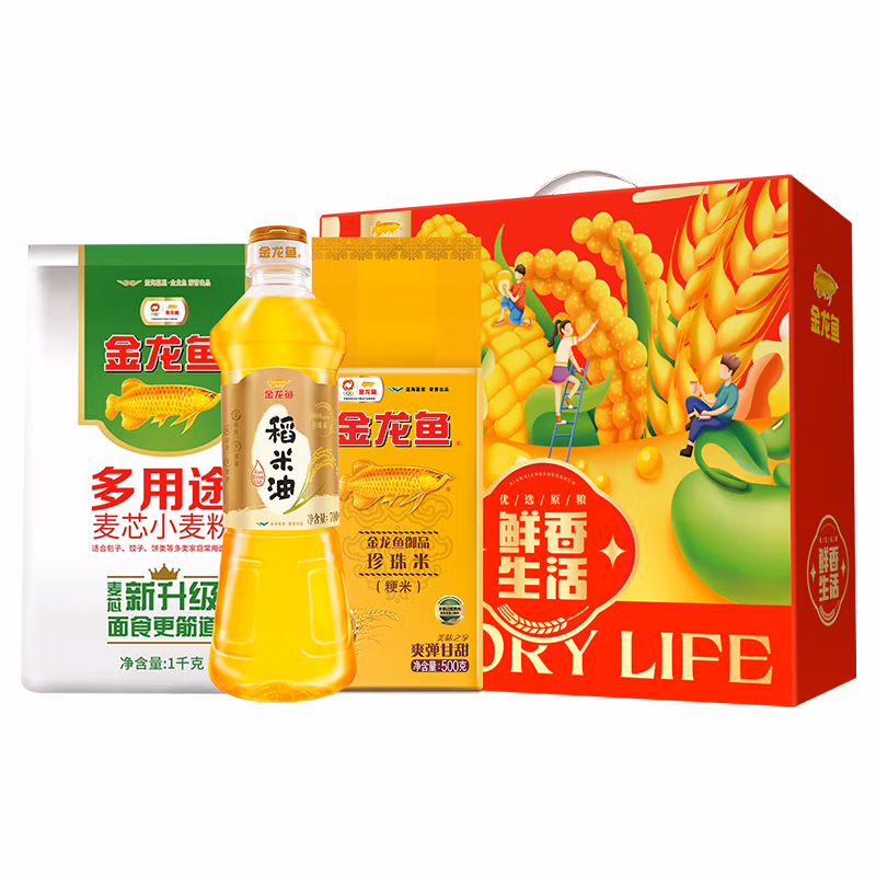 金龙鱼米面油组合套餐 金龙鱼鲜香生活伴手礼J款