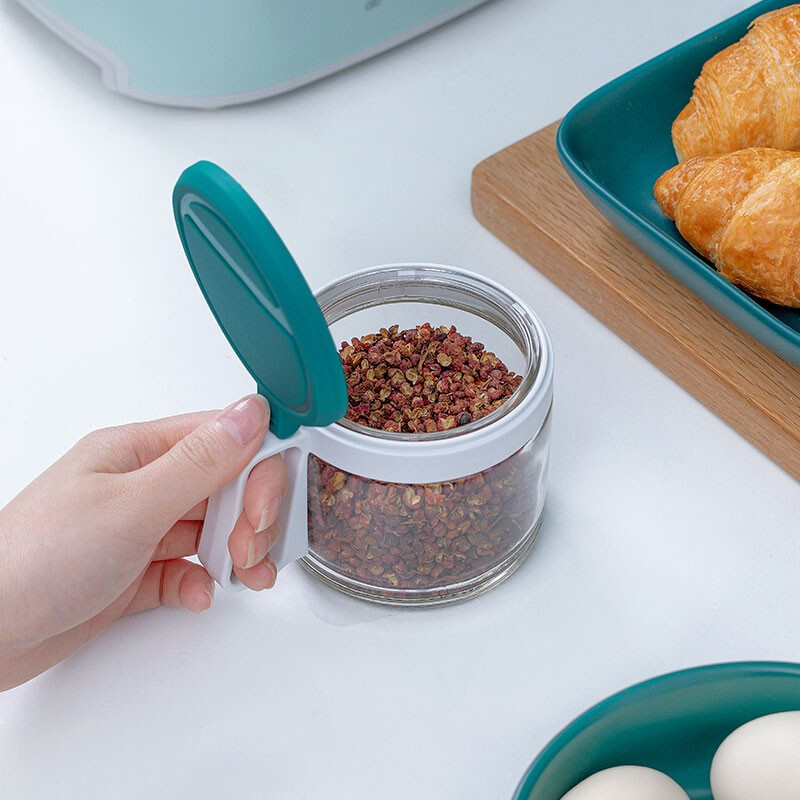 茶花（CHAHUA） 盐罐3组装圆形调味罐300ml佐料盒套装调料罐油壶 【4个1组装】颜色随机+550ml油壶
