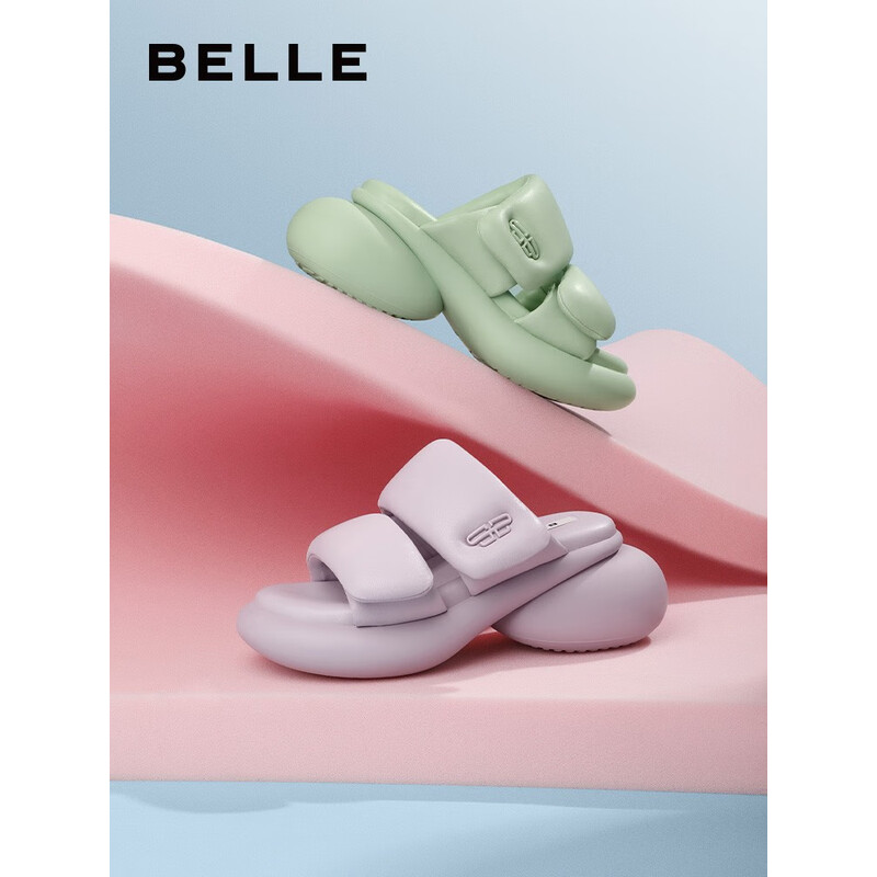 百丽别致一字拖女2023夏季新商场同款羊皮革小众凉拖BGR33BT3 绿色 36