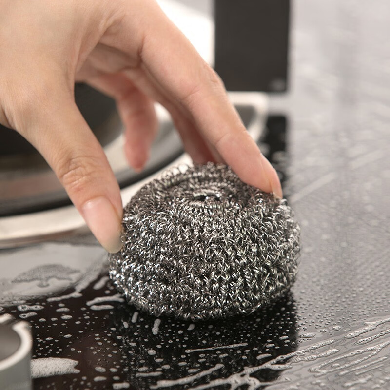 茶花（CHAHUA） 不生锈清洁球钢丝球洗碗铁丝球擦刷洗锅刷锅洗碗 【2包12个】金属钢丝球