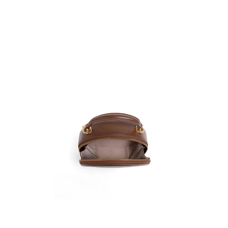 百丽包包女2023夏季新款mini圆饼单肩斜挎手提小圆包X9118BX3 棕色 F