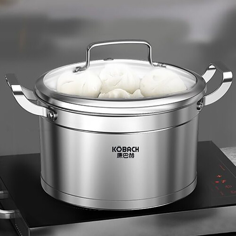 康巴赫汤锅304不锈钢煲锅炖汤锅德式直身复底多用锅22cm