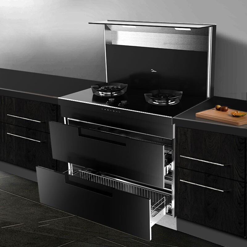 美的（Midea）集成灶 油烟机 燃气灶 消毒柜 储物柜 集成灶一体灶 18立方大吸力 4.8大火力 液化气 D11