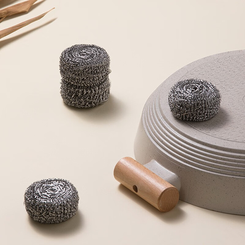 茶花（CHAHUA） 不生锈清洁球钢丝球洗碗铁丝球擦刷洗锅刷锅洗碗 【2包12个】金属钢丝球